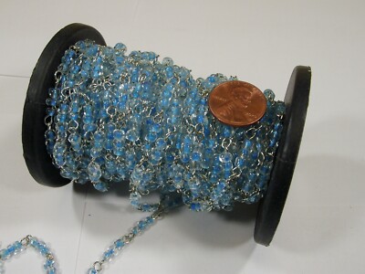 1 Spool 10 Meters Blue Glass Beading Chain - India Handmade Arts & Craft (F-7)