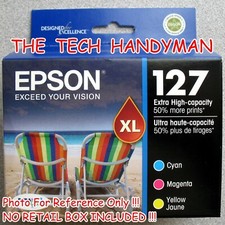 3-PACK EPSON GENUINE 127 COLOR INK NO RETAIL BOX for WORKFORCE WF-3520 WF-3540