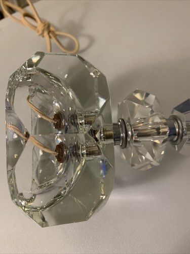 Vintage Glass Boudoir Table Lamp 1960's Stacked Crystal Lamp - Picture 11 of 12