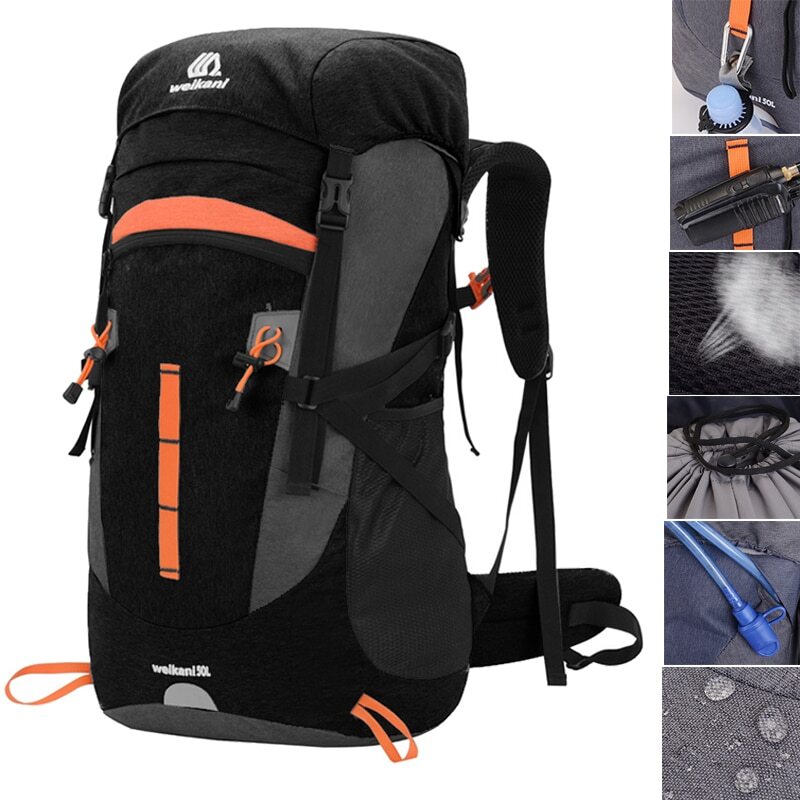Mochila 50L Impermeable Exterior Trekking Viaje Escalada Viaje Bolsa de Deportes