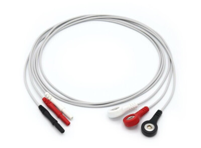ECG EKG Leadwires Holter Recorder 3 Leads Snap - US Located - Same Day Shipping