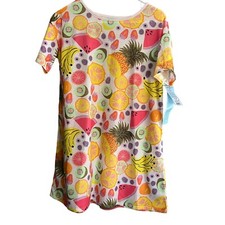Cat  Jack Multicolor Fruit Print Short Sleeve Nightgown Girls Size XL 14 