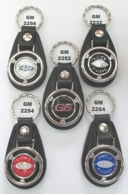 Blue Buick RIVIERA 1264 Mini Steering Wheel Leather Key Ring 1983