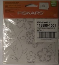 Fiskars 118890-1001 Paper Piercing Stencil 6" x 6" Flowers 2Pk