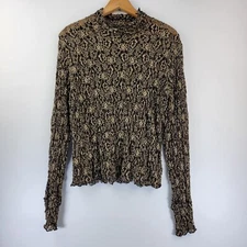 Linda Lundstrom Womens Blouse Size 14 Mock Neck Sheer Mesh Lace 