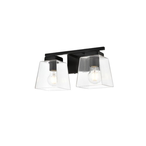 Wall Sconce Light Fixture Glass Shades Black Bathroom Vanity Bedroom 14" - Picture 2 of 7