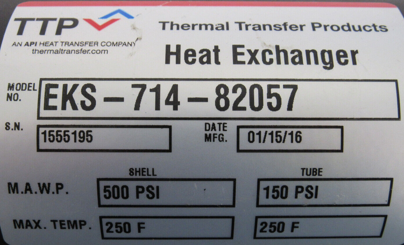 NEW THERMAL TRANSFER PRODUCTS EKS-714-82057 HEAT EXCHANGER EKS71482057