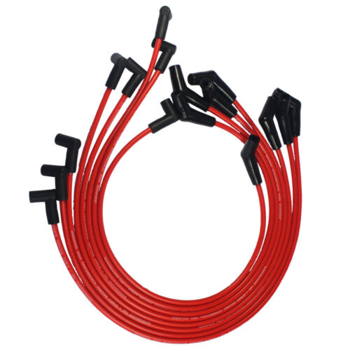 HEI RED Spiral Core SPARK PLUG WIRES 45 DEGREE END For BBC CHEVY 396-427-454-502 - Picture 3 of 6