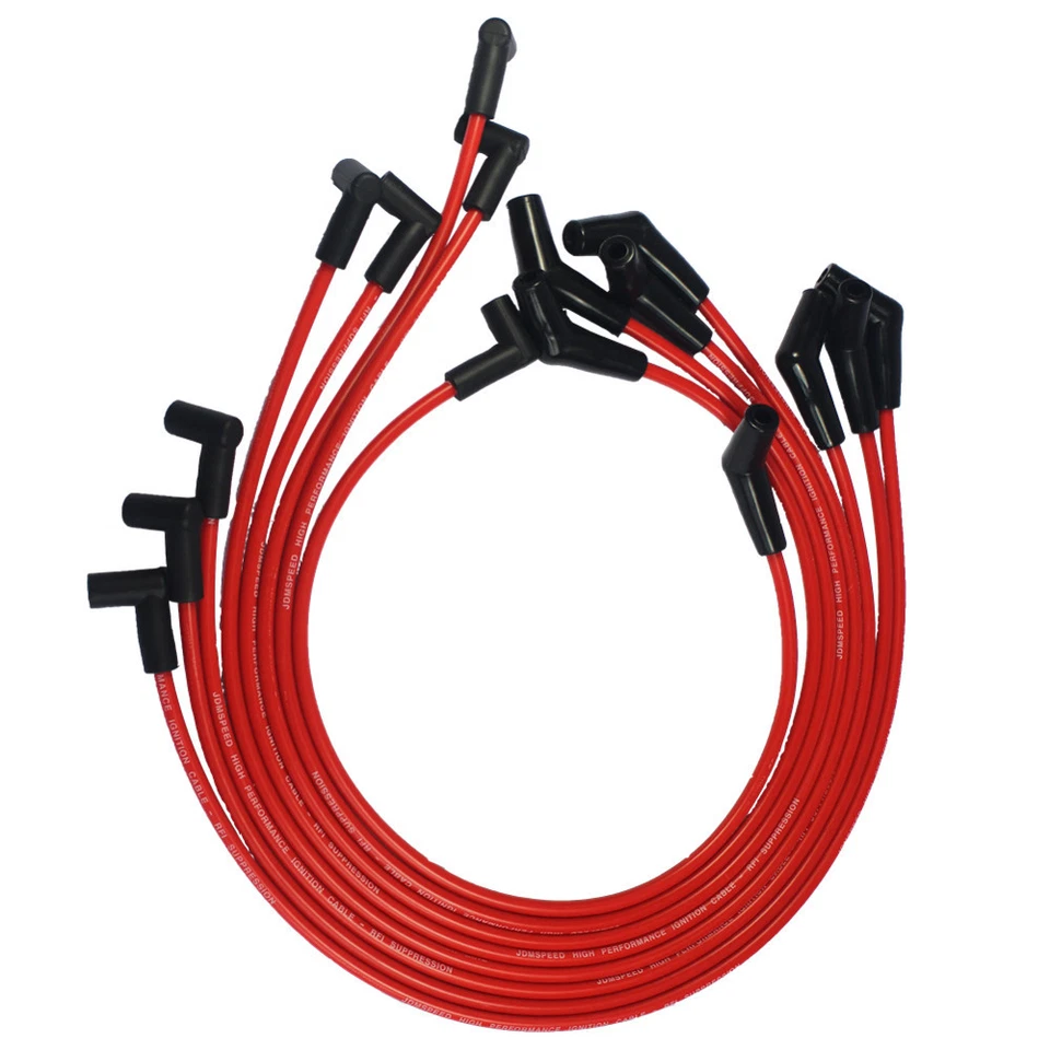 HEI RED Spiral Core SPARK PLUG WIRES 45 DEGREE END For BBC CHEVY 396-427-454-502 - Image 3 of 4
