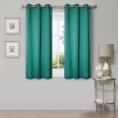 Solid Classic Modern Grommets Room Darkening 42" Wide Blackout Curtain Panel Set - Picture 27 of 206