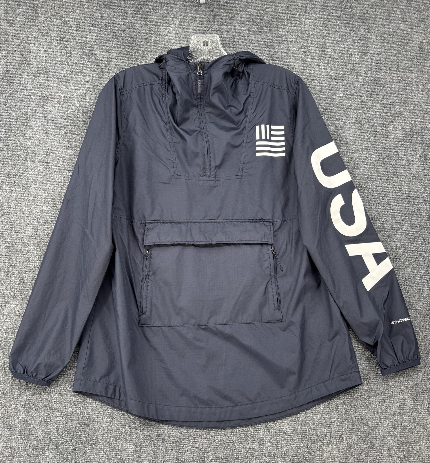 North Face IC Anorak WindWall Pullover Blue USA Logo Womens XS Lightweight Windbreaker