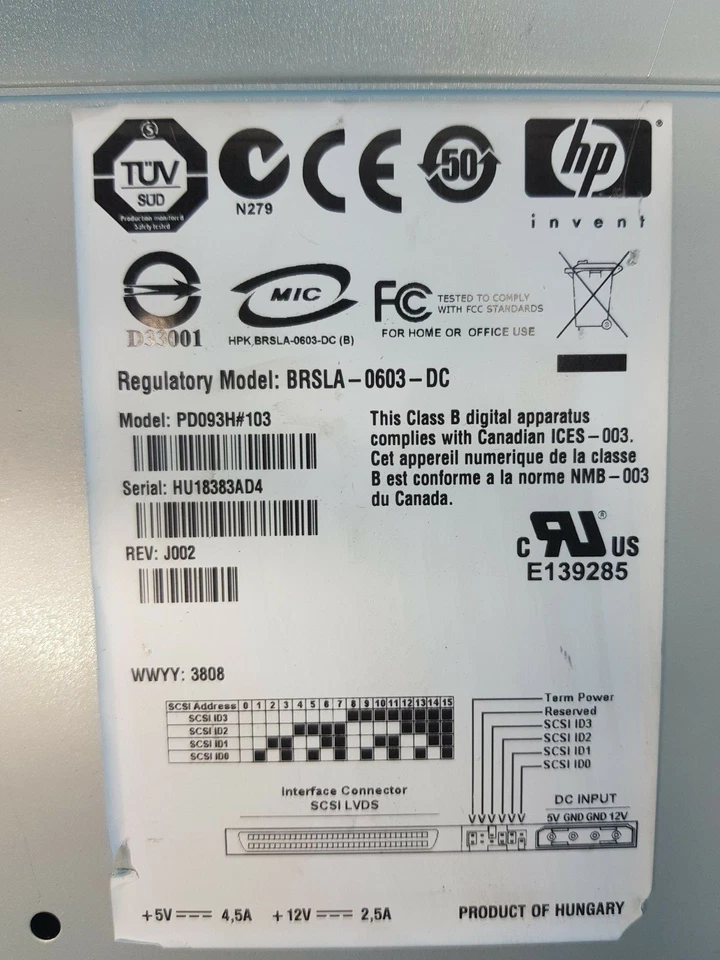HP Fibre Channel LTO4 Ultrium 1840 Backup Tape Drive MSL 453906-001 AJ041A - Image 4 of 4