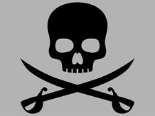 Jolly Roger PIRATE SKULL WITH SWORD Car Sticker Vinyl Decal Tumbler Water Bottle