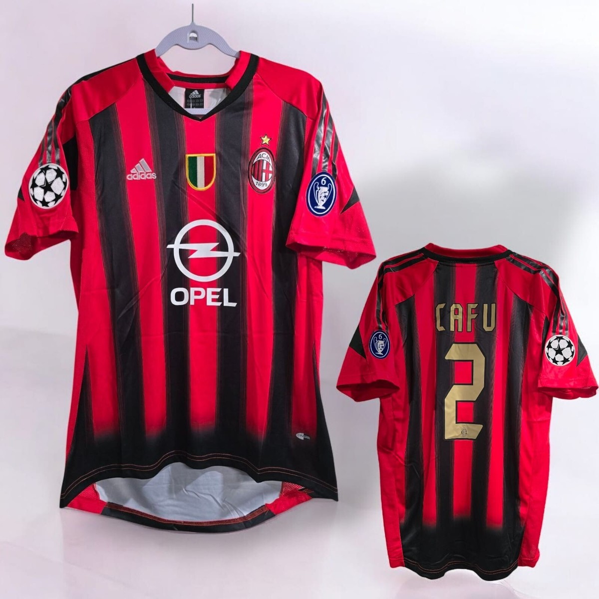 AC MILAN HOME ITALY 04/05 - RETRO - SOCCER - RED - CAFU # 2 - XL