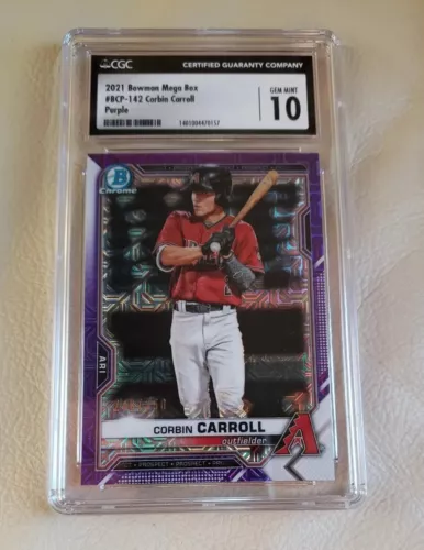 2021 Bowman Mega Box Chrome Corbin Carroll Purple Refractor Card #248/250 CGC 10