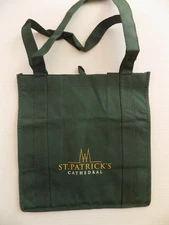 St. Patricks Cathedral Reusable Tote Bag w/ Straps Green Promo Item New York HTF