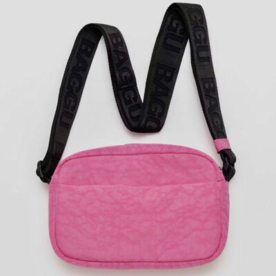 NEW! Baggu CAMERA CROSSBODY BAG in “Azalea Pink” Washable Recycled