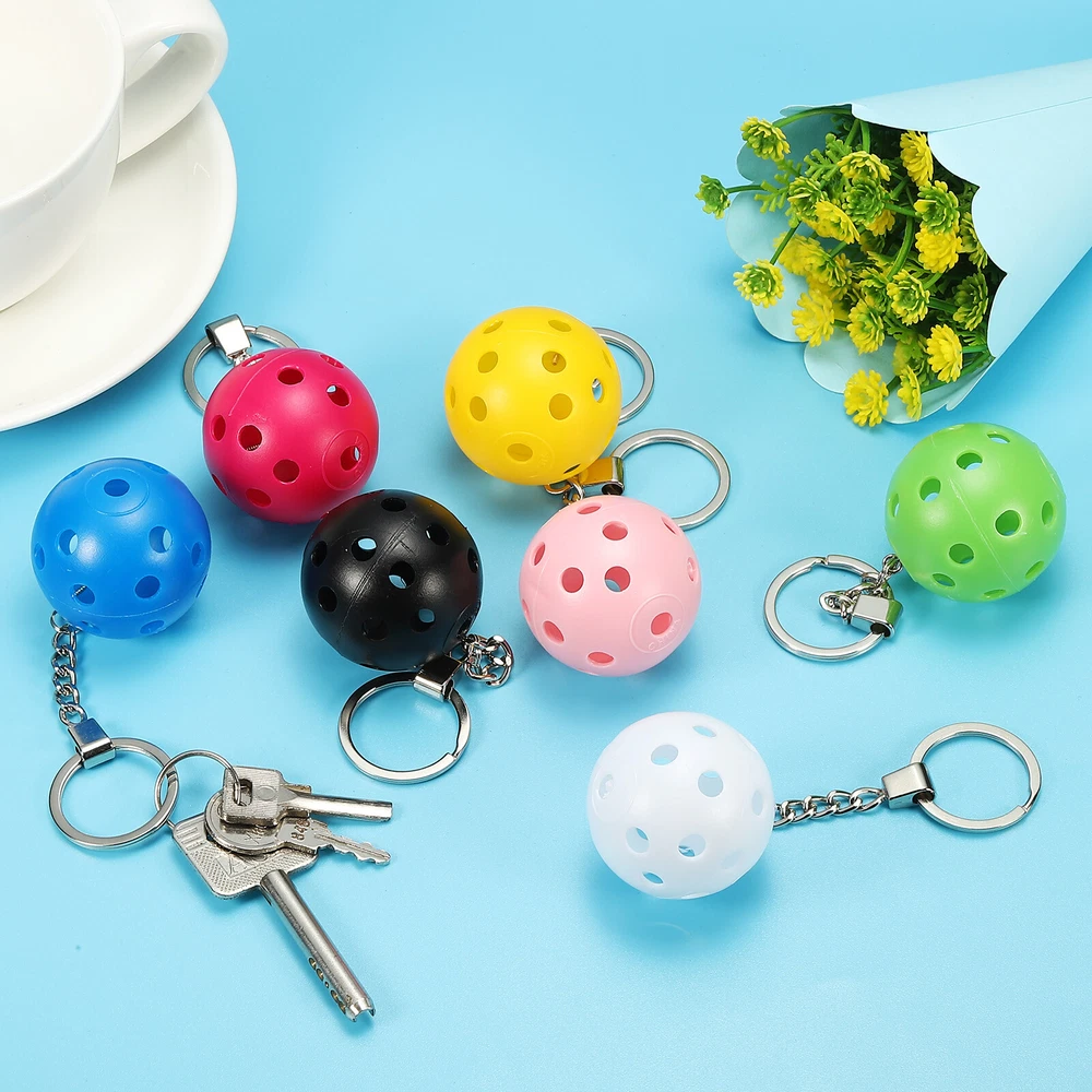 PE Plastic Mini Pickleball Keychain - Red Golf Ball Ornament PE Plastic Mini Pickleball Keychain - Red Golf Ball Ornament