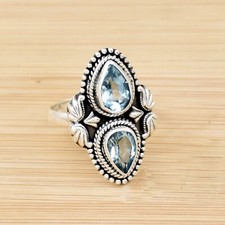 Blue Topaz Ring, 925 Sterling Silver Women Ring, Handmade Ring, Dainty Ring.