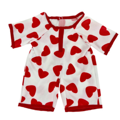 TEDDY KLEIDUNG Weiß Herz Schlafanzug All-in-One PJ - 16''/40cm Build a Teddy Bear