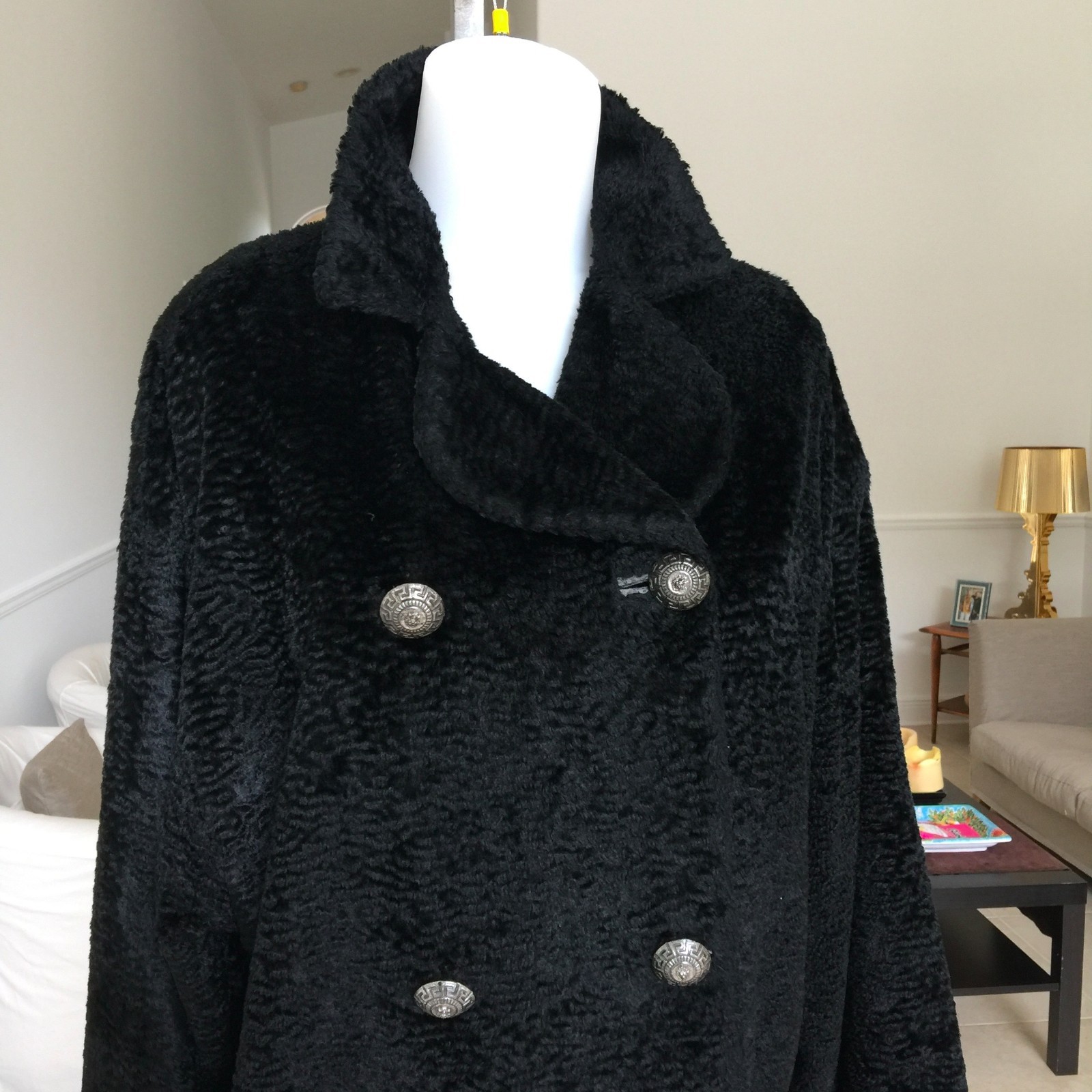 GIANNI VERSACE VERSUS black faux fur women's coat size IT 44 from 1995/96 image 4