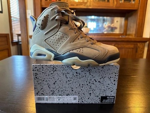 Women's Nike Air Jordan 6, VI GoreTex, Size 8.5, New, Brown Kelp/Team Gold