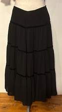 RALPH LAUREN 100 Silk Black Tiered Skirt Fully Lined US Sz 10 NEW w/o Tags