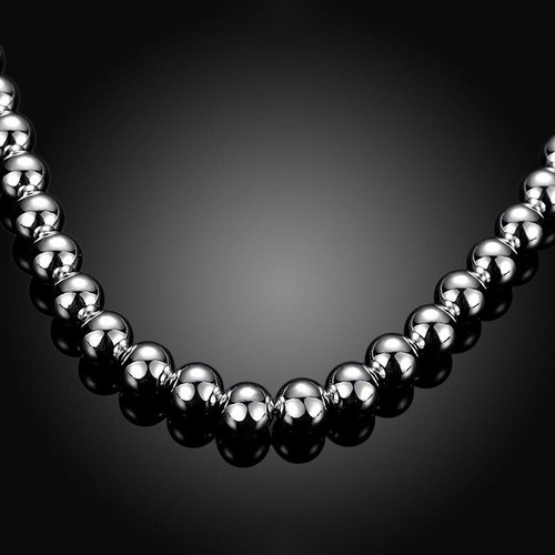 NEW 925 Sterling Silver Filled 8MM Solid Ball Beads Charm Necklace Stunning Gift - Picture 7 of 9