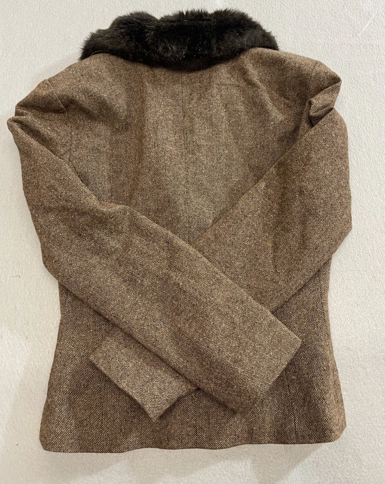 Chaqueta para mujer MOTIVI talla 8 marrón lana imitación piel muesca solapa blazer Foto 2 de 4