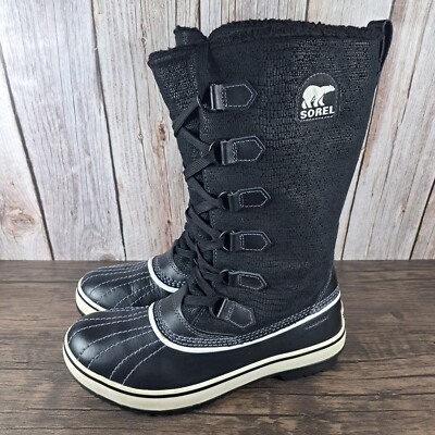 Sorel Trivoli High Mid Calf WP Boots Women's Sz 7 Black NL1907 010 (GUC)