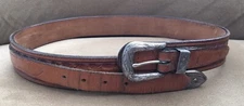 Vintage Sterling Silver Antique Western Ranger Belt Buckle Keeper Tip & Belt