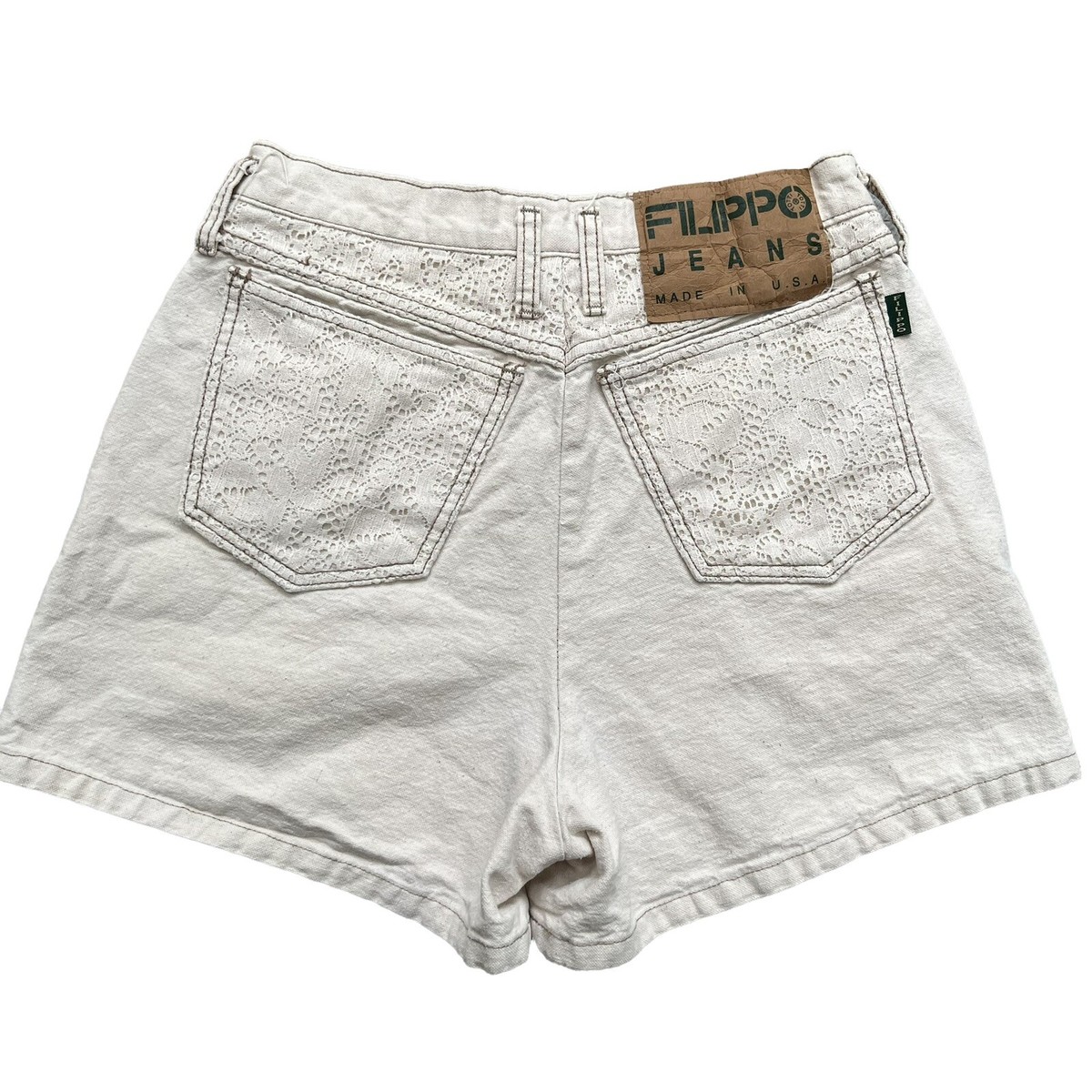 Filippo jeans vintage beige cotton shorts high waist size 9/10 lace