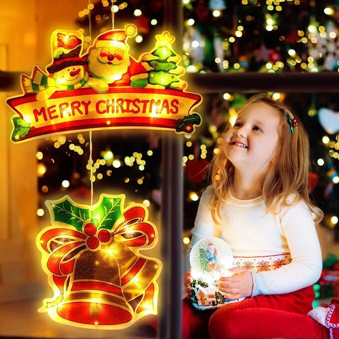 Christmas Window LED Lights Decorations Battery Operated With Suction Cup Hook eBay