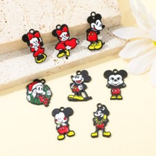 50Pcs cartoon Mickey Minnie mix Charm necklace Pendant DIY Jewelry Making