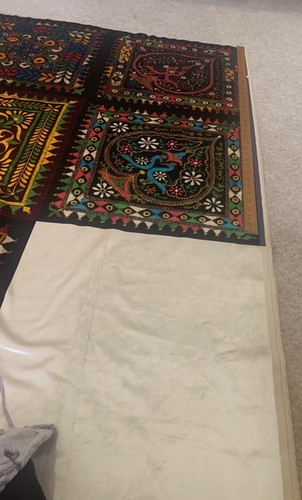 Velvet Fabric Ajrach Screen Print Block Print Cotton Velvet Patchwork Stunning - Picture 5 of 14