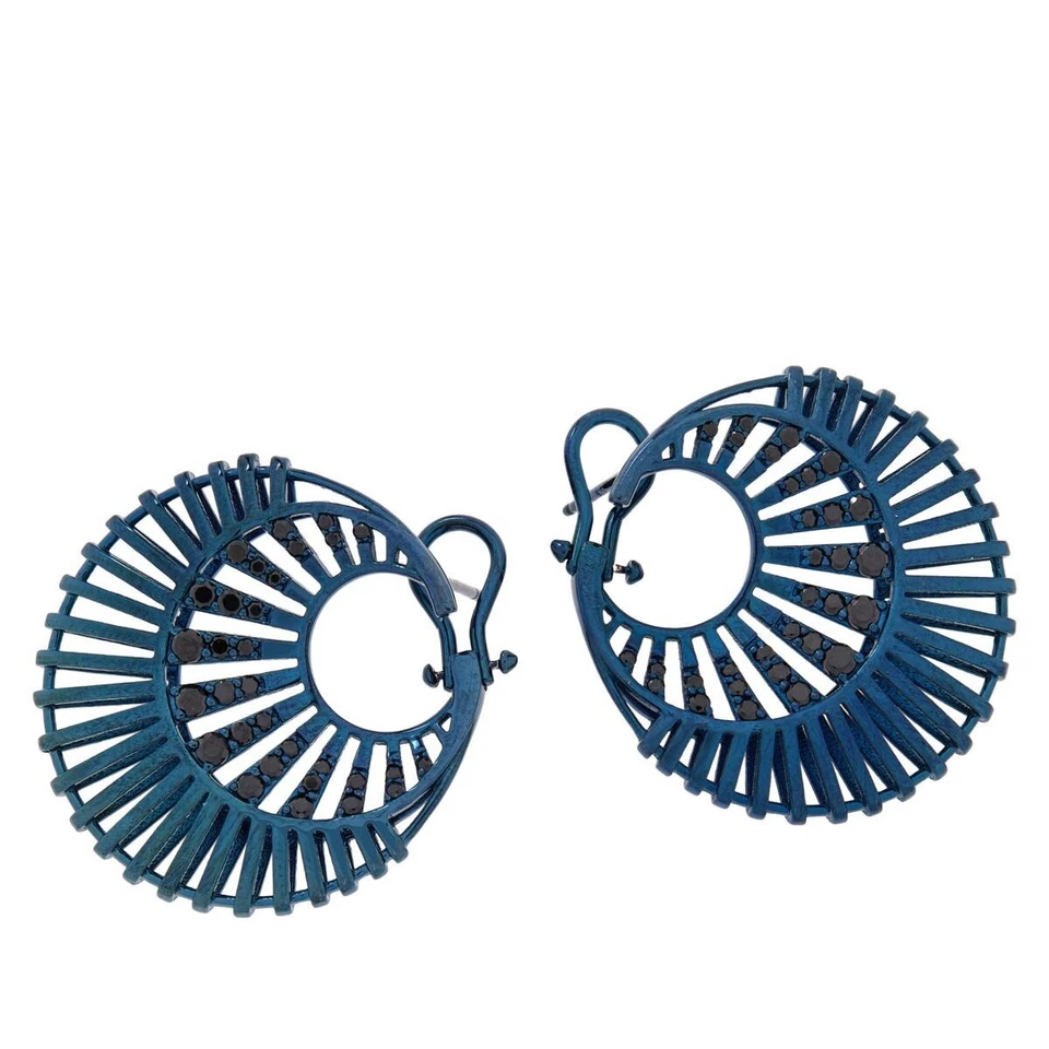 Pendientes de plata de ley 925 espinela negra y piedras preciosas de rodio azul rarezas nuevos Foto 4 de 4