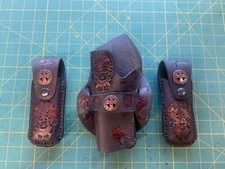 Handmade Leather LEFT HAND Cross Draw 1911 Holster 2 mag pouches