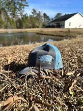 Richardson 112 Original Trucker Hat Snapback Gray & Carolina Blue Mesh. Lazy pig