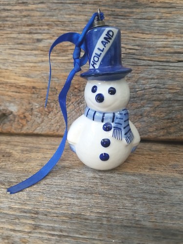 Blue Delft Holland Snowman Porcelain Christmas Ornament Figurine 5" - Picture 5 of 9