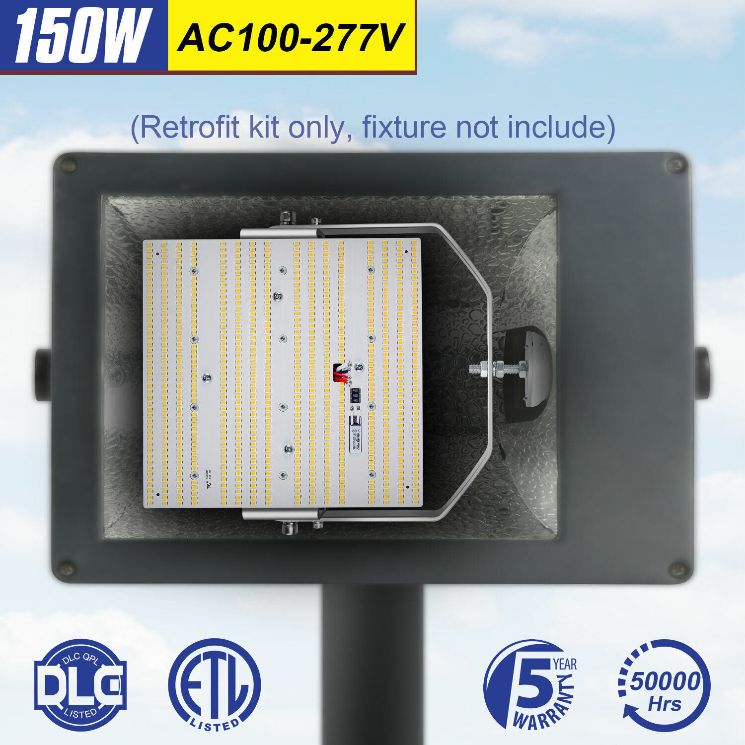 150W LED Retrofit Kit Replaces 1200W MH/HPS/HID for Street Parking Lot Lights
