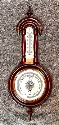 Barigo Weather Station Featuring Barometer & Thermometer - Wood- Very Good Cond.