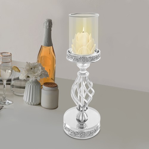 Candle Holder, Candle Holder for Home Decor, Retro Tabletop Candle Holder Silver - Picture 2 of 20