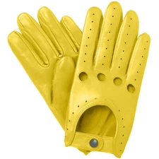NEW MEN'S CHAUFFEUR  REAL LEATHER DRIVING GLOVES - YELLOW