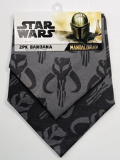 2pk Best Brands STAR WARS Disney The Mandalorian Black 17.5" Square BANDANAS NIP