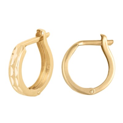 14K Gold Huggie Creolen - klassische kleine Diamantschliff Huggies - 12mm