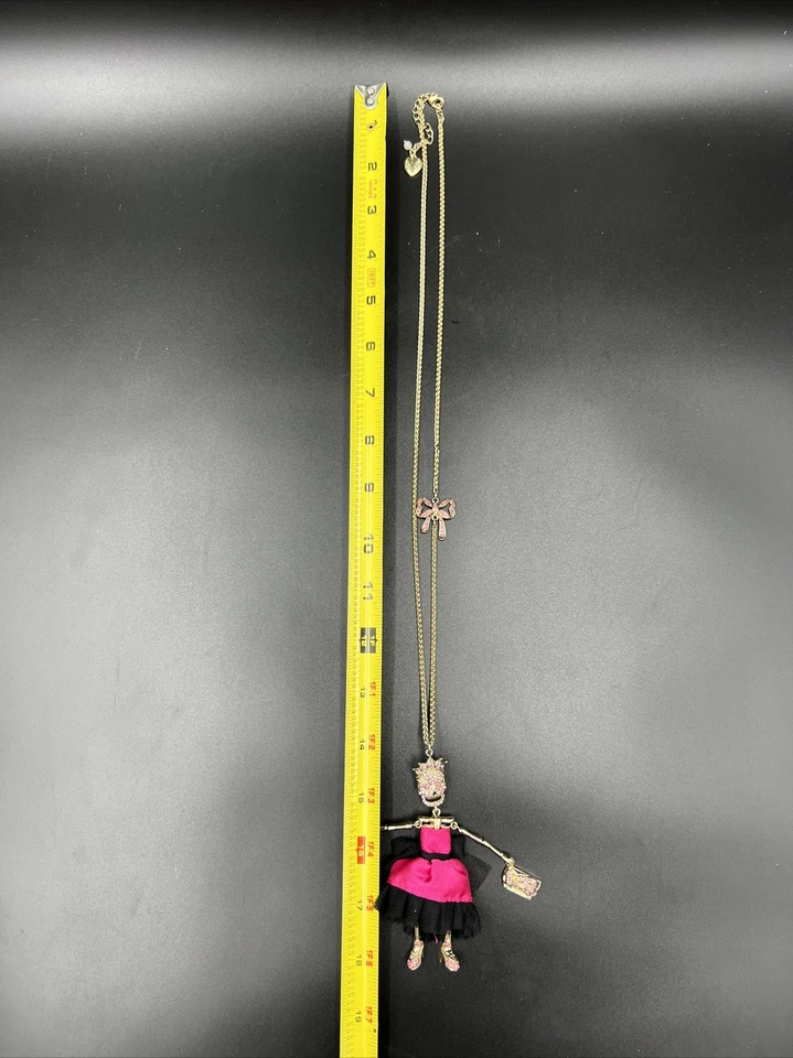 "Collar colgante esqueleto calavera cristal princesa vestido de graduación Betsey Johnson 18""" Foto 4 de 4