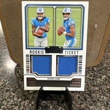 2023 Panini Contenders Hendon Hooker Jahmyr Gibbs #DS-9 Dual Jersey Patch (RC)