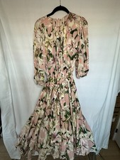 Dolce & Gabbana Silk Lily Print Midi Dress Pink Floral US 6