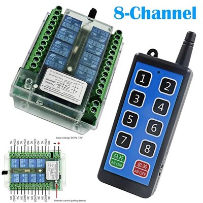 433MHz 8CH Fernbedienung Schalter Relais für elektrischen Tor Aufzug DC 8-86V
