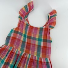 Cat  Jack Girls Plaid Ruffle Strap Tiered Cotton Gauze Dress L 10/12